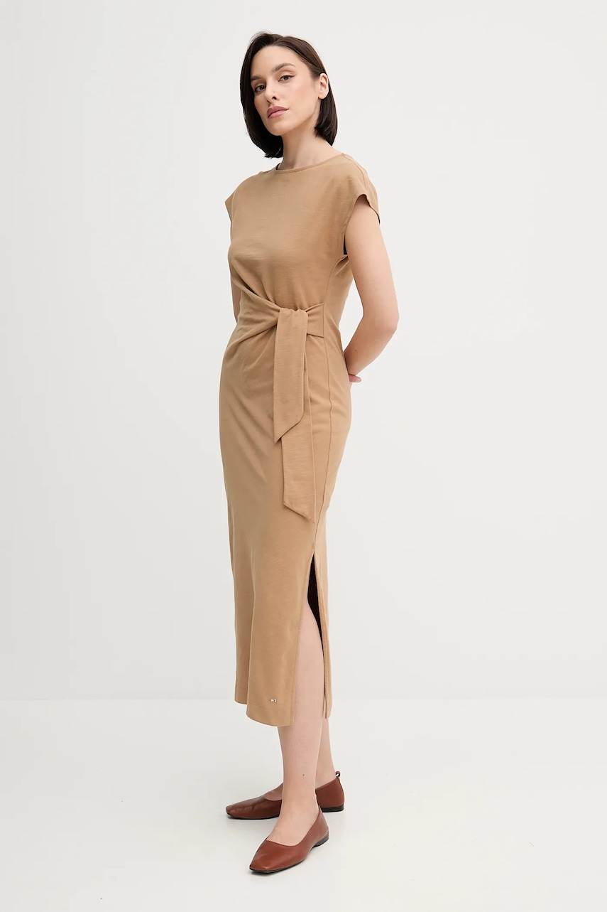 Хлопковое платье Tommy Hilfiger цвет зелёный maxi прямое WW0WW45159 Хлопковое платье Tommy Hilfiger цвет зелёный maxi прямое WW0WW45159