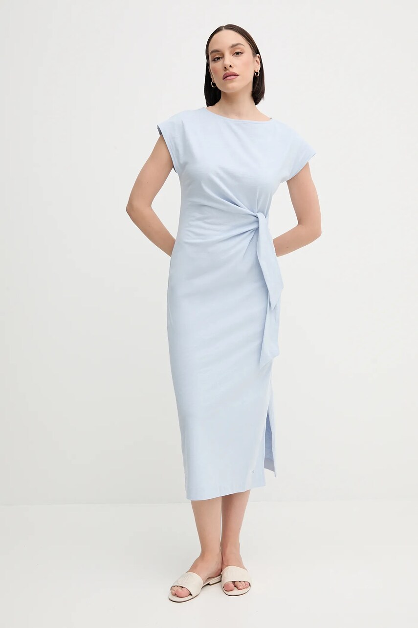 Levně Bavlněné šaty Tommy Hilfiger modrá barva, maxi, WW0WW45159