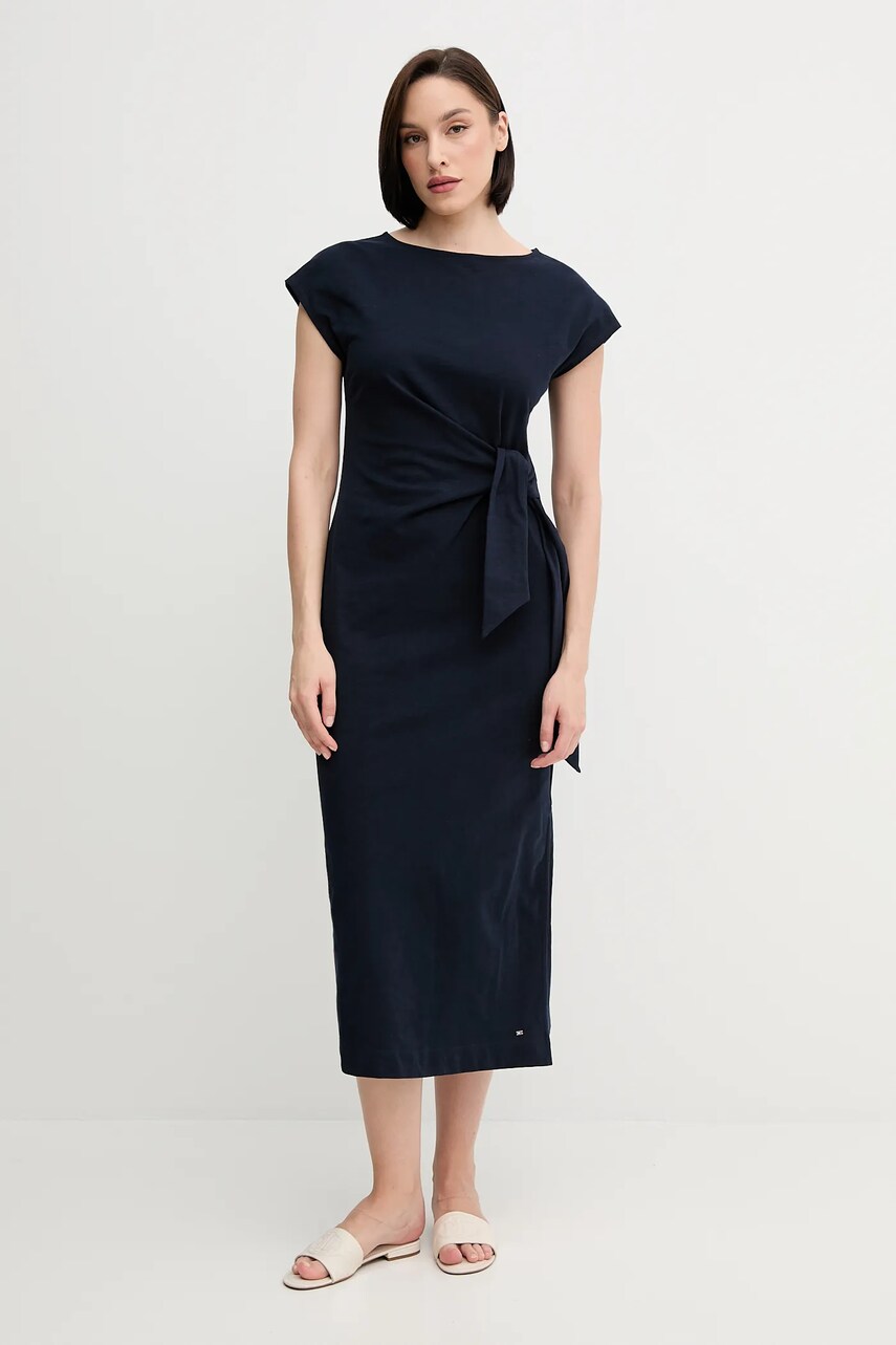 Levně Bavlněné šaty Tommy Hilfiger tmavomodrá barva, maxi, WW0WW45159