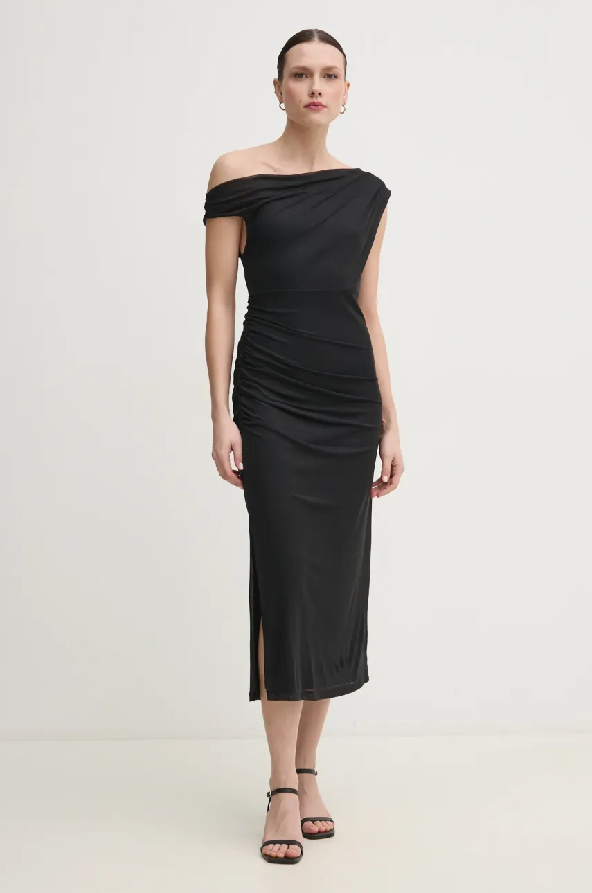 Dkny rochie culoarea negru, midi, mulată, DD5M1H45