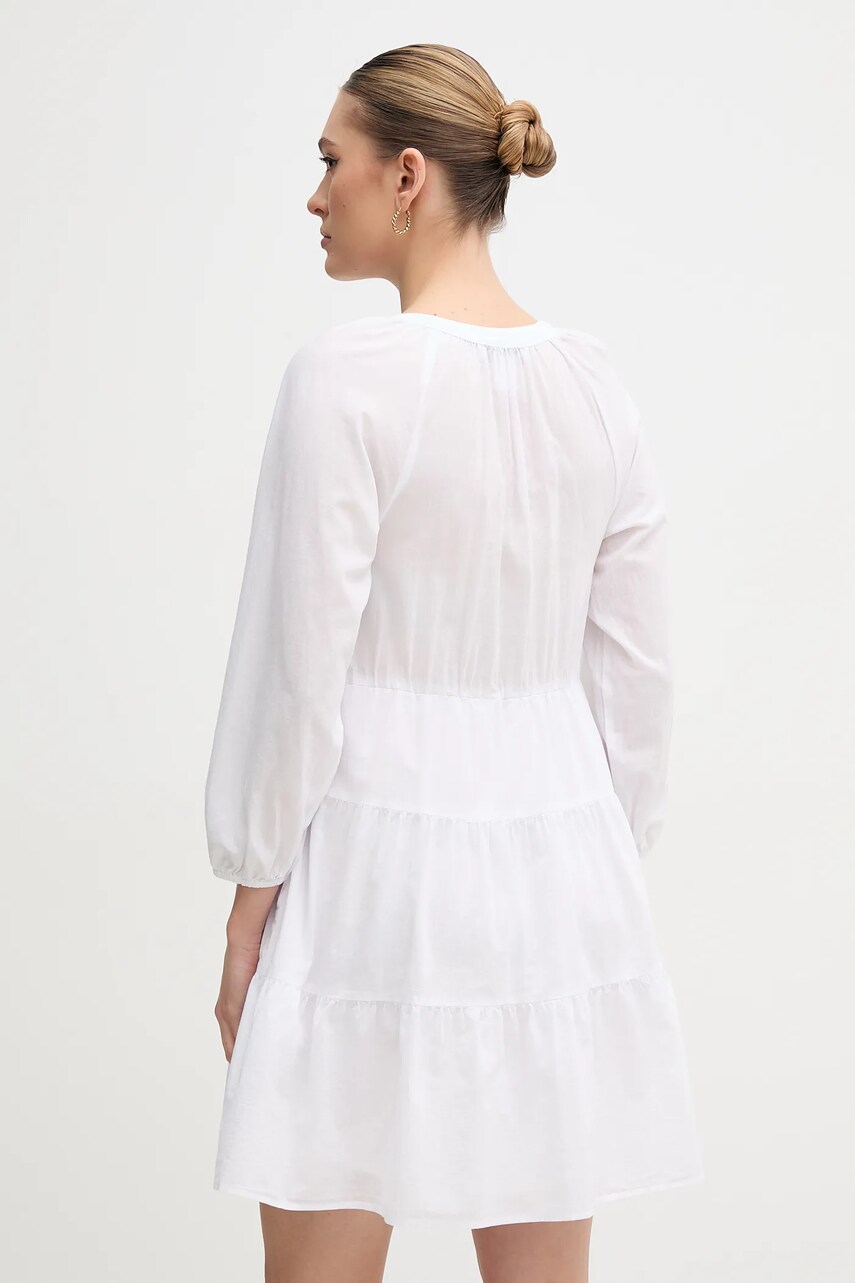 Бавовняна сукня Dkny колір білий mini розкльошена DJ4D9021