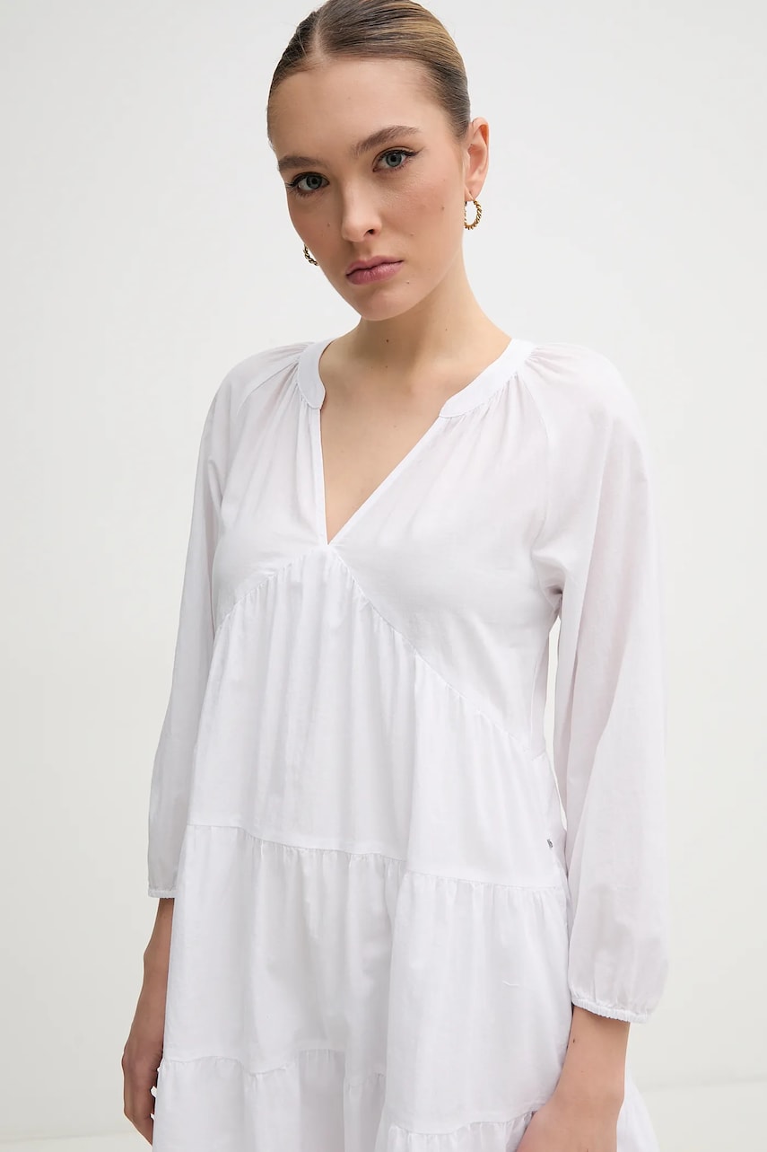 Бавовняна сукня Dkny колір білий mini розкльошена DJ4D9021