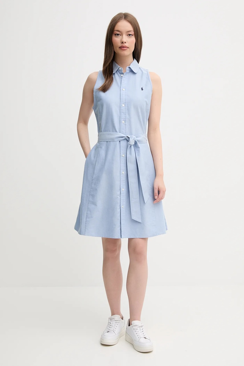 Хлопковое платье Polo Ralph Lauren mini расклешённое 211906437