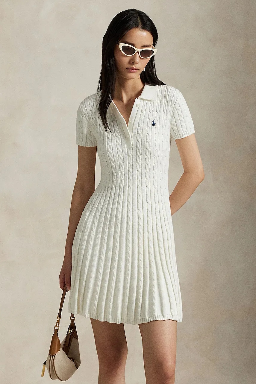 Бавовняна сукня Polo Ralph Lauren колір білий mini розкльошена 211966310