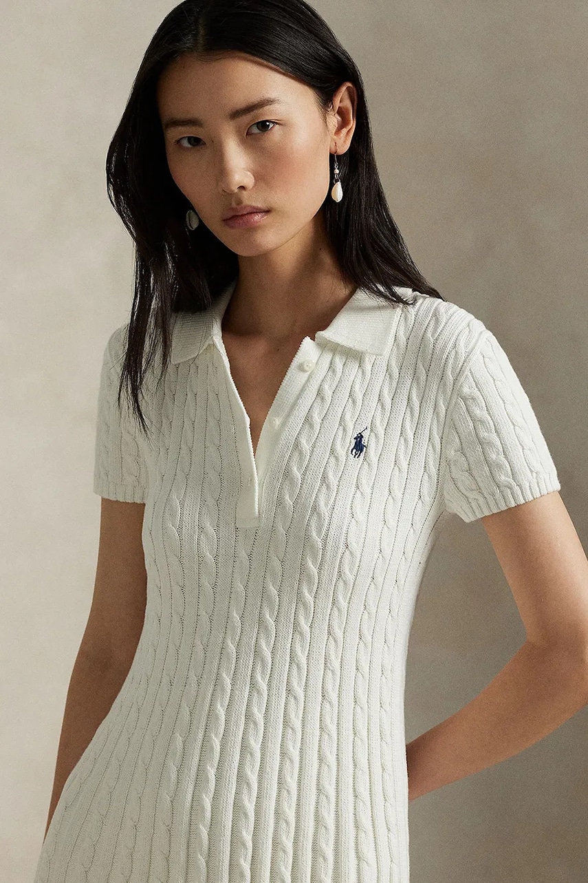 Бавовняна сукня Polo Ralph Lauren колір білий mini розкльошена 211966310