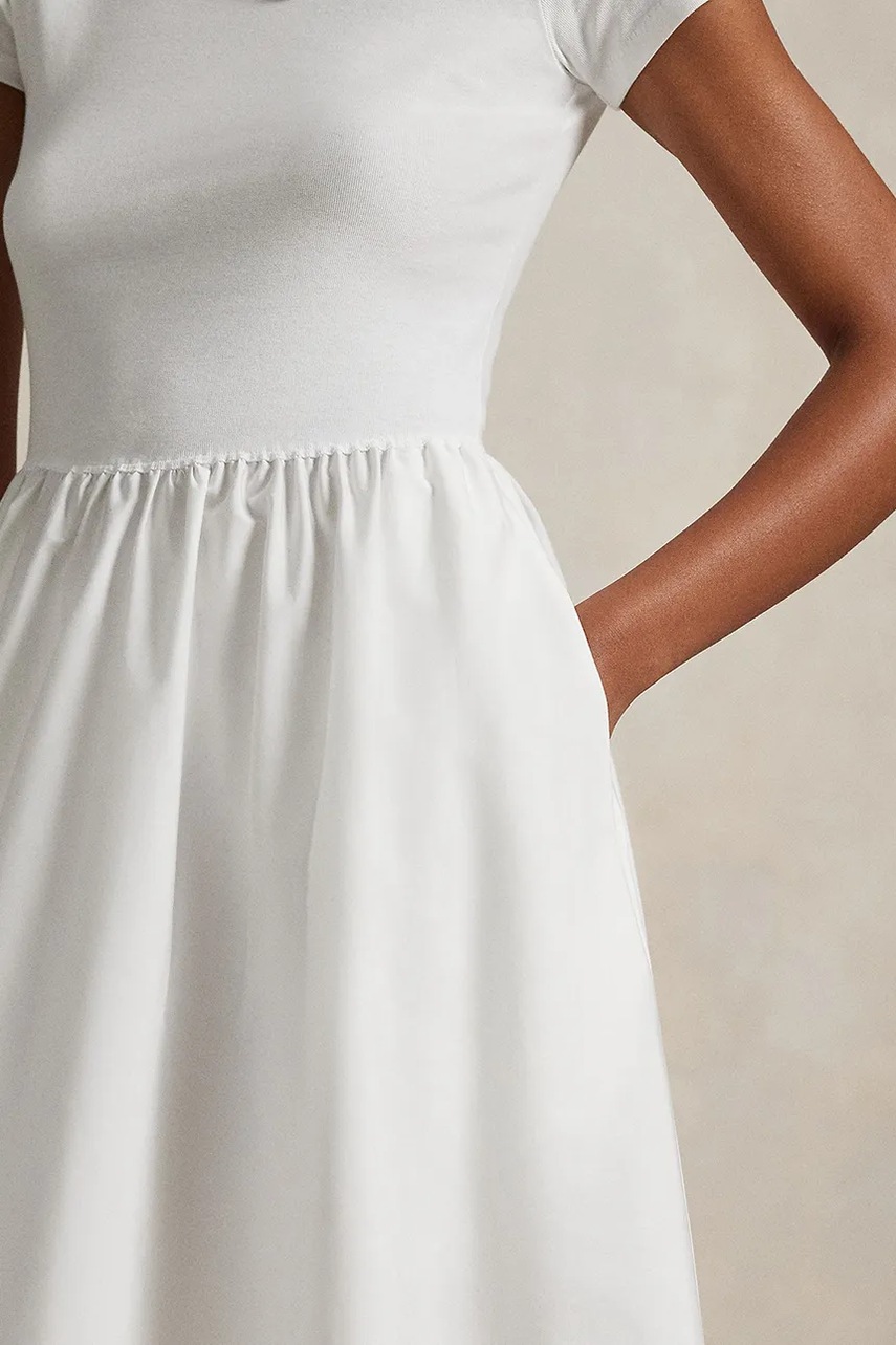 Бавовняна сукня Polo Ralph Lauren колір білий midi розкльошена 211966311