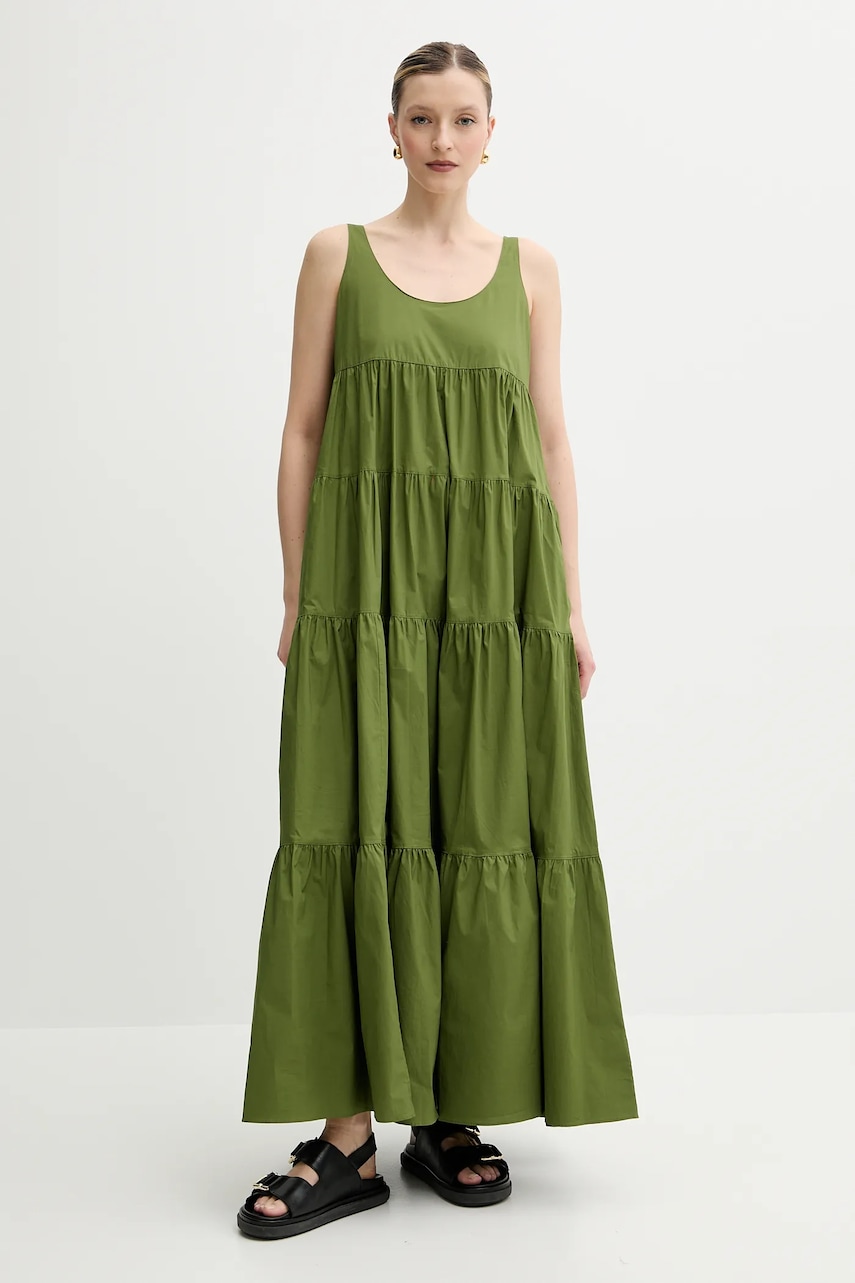 Сукня MICHAEL Michael Kors колір зелений maxi розкльошена MS582WLF4C
