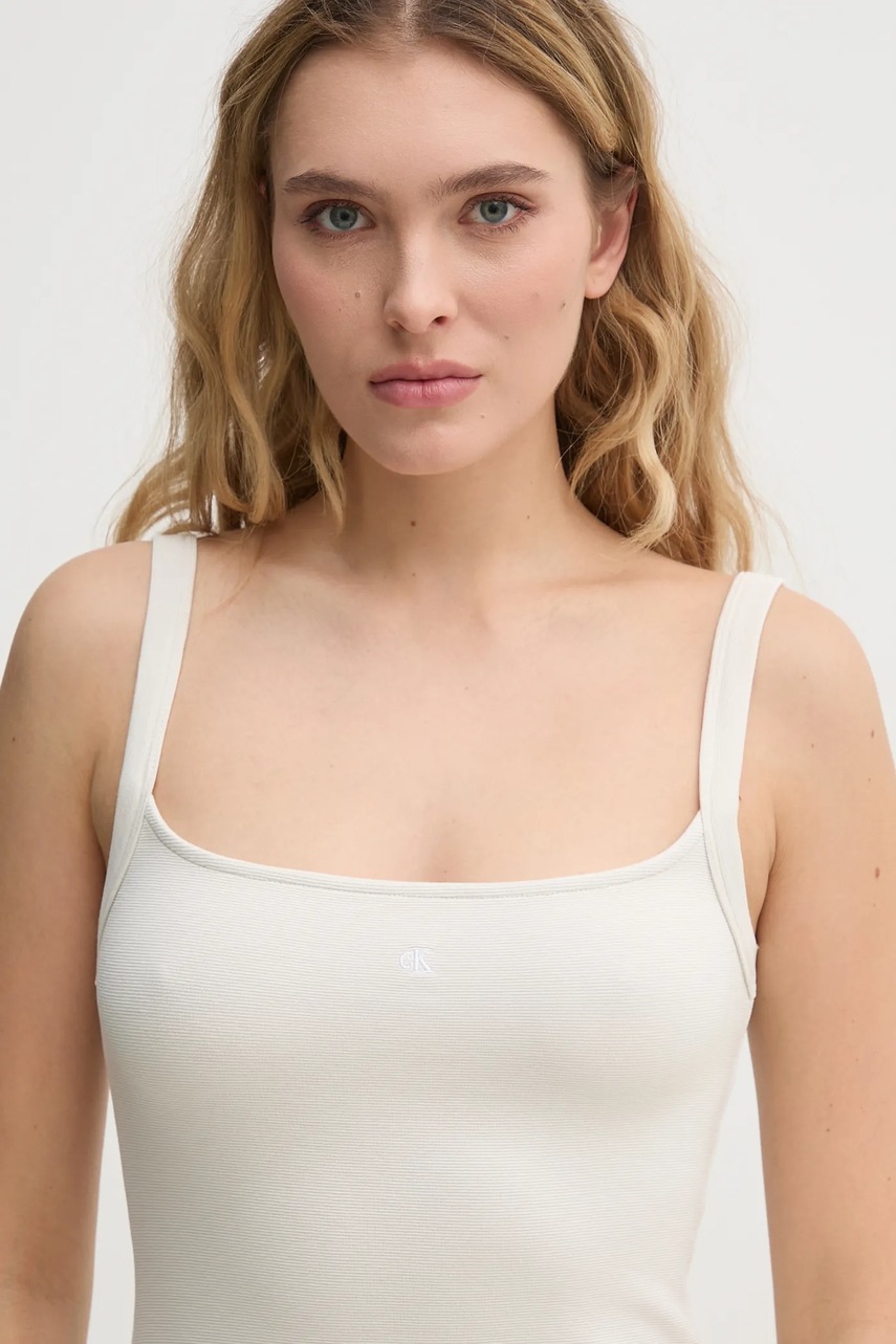 Сукня Calvin Klein Jeans колір бежевий mini розкльошена J20J225272