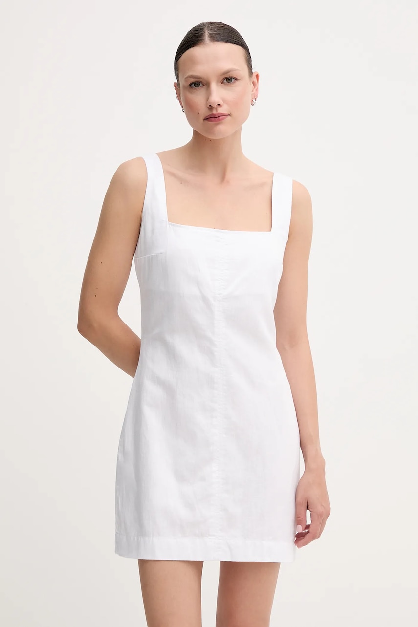 Сукня з домішкою льону Calvin Klein Jeans колір білий mini облягаюча J20J225277