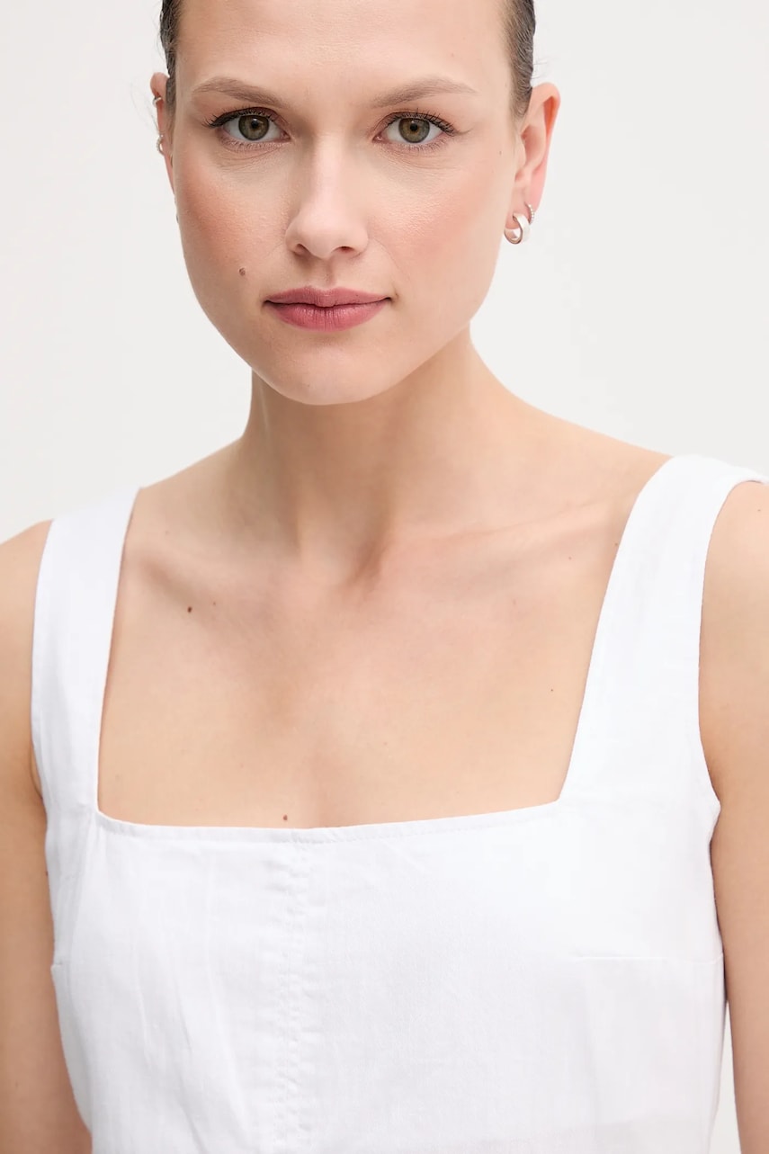 Сукня з домішкою льону Calvin Klein Jeans колір білий mini облягаюча J20J225277