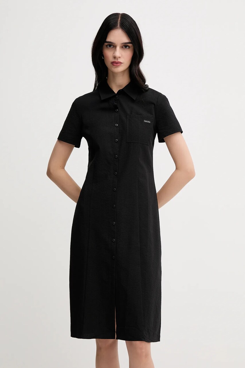 Levně Dětské bavlněné šaty Calvin Klein Jeans černá barva, mini, J20J225299