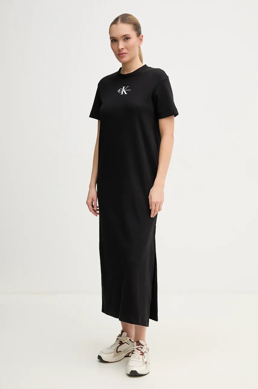 Levně Šaty Calvin Klein Jeans černá barva, maxi, J20J225543