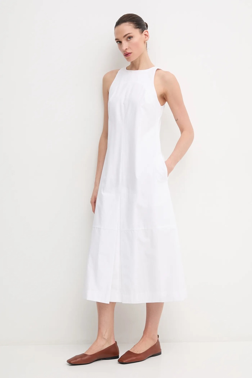 Бавовняна сукня Calvin Klein Jeans колір білий midi розкльошена LV047B025G