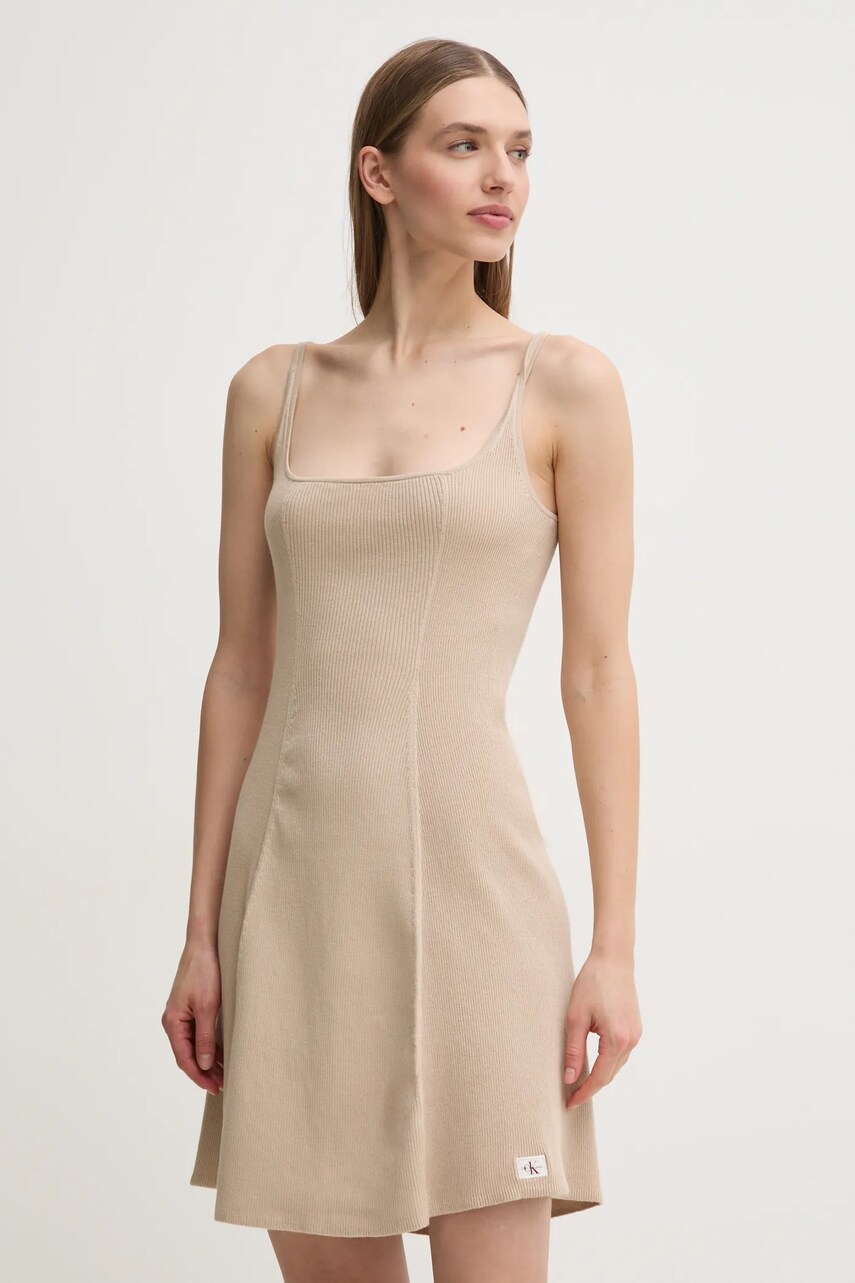 Levně Šaty Calvin Klein Jeans béžová barva, mini, J20J225269