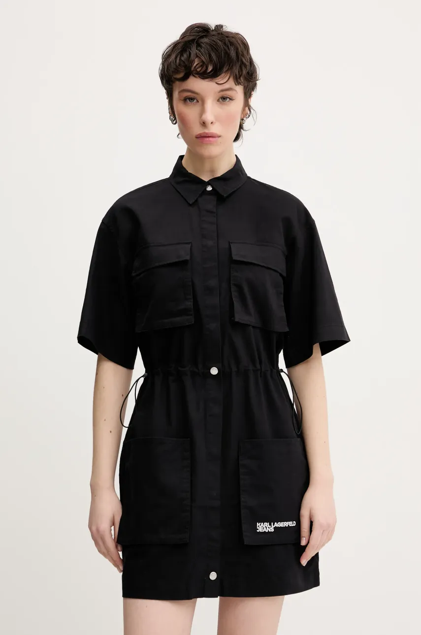 Karl Lagerfeld Jeans rochie culoarea negru, mini, dreaptă, A2W13017