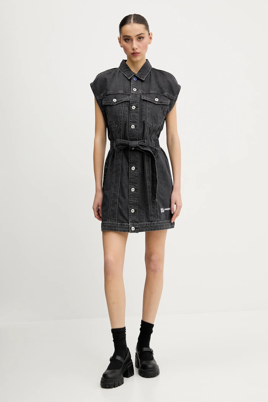 Джинсовое платье Karl Lagerfeld Jeans цвет чёрный mini прямое A2W13023 Джинсовое платье Karl Lagerfeld Jeans цвет чёрный mini прямое A2W13023