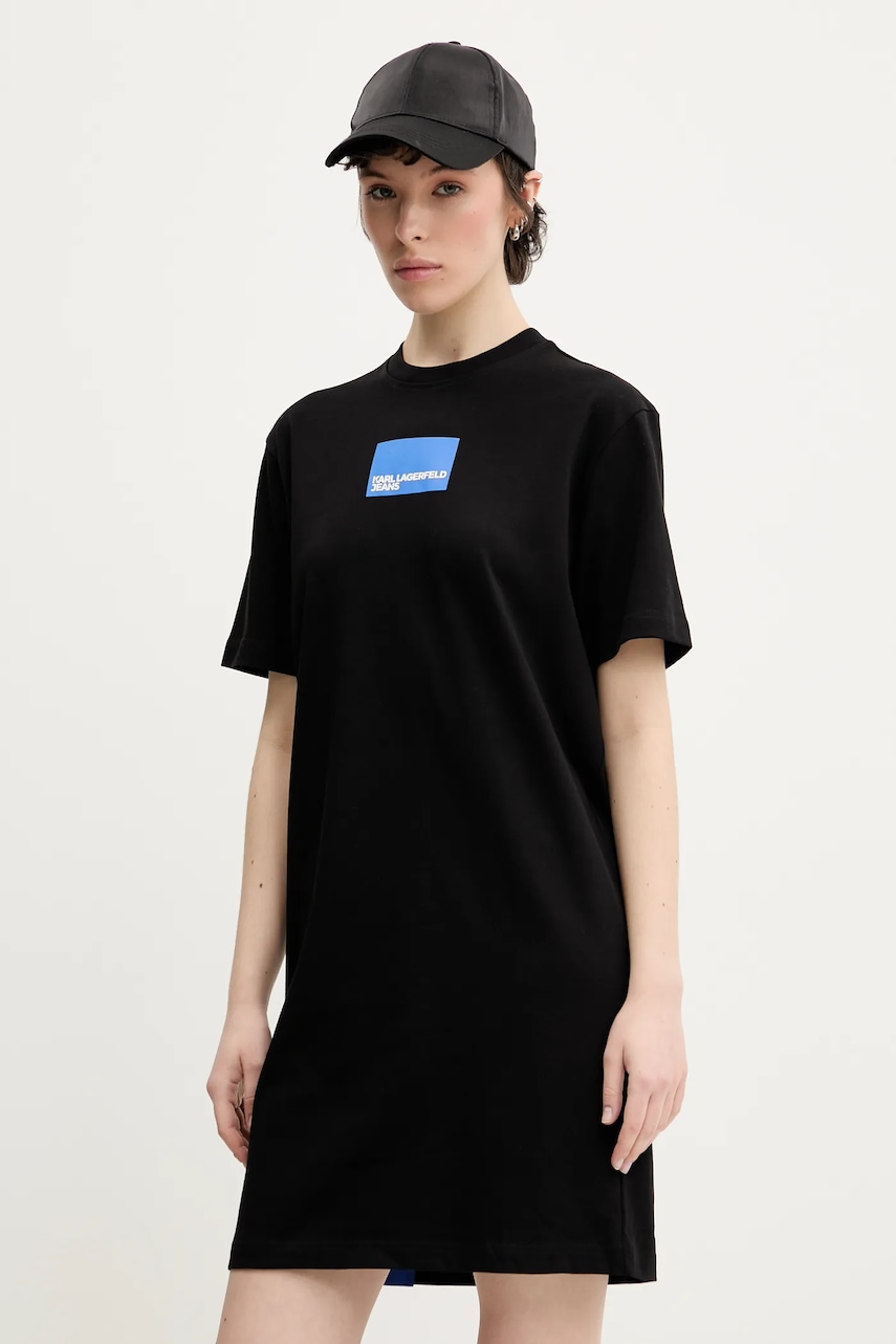 Karl Lagerfeld Jeans rochie din bumbac culoarea negru, mini, dreaptă, A2W13028