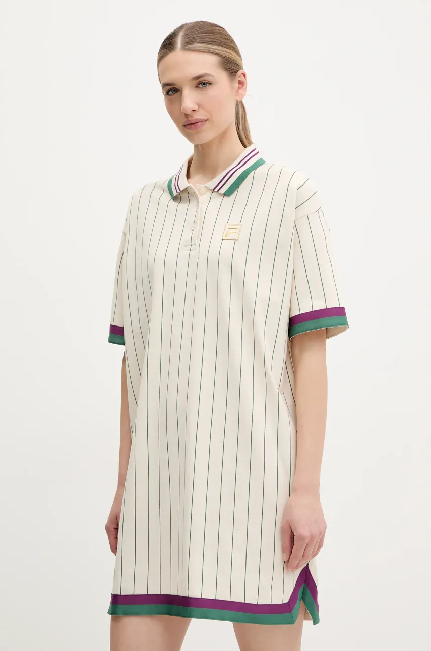 Fila rochie din bumbac Lavinia culoarea bej, mini, dreaptă, FAW0998