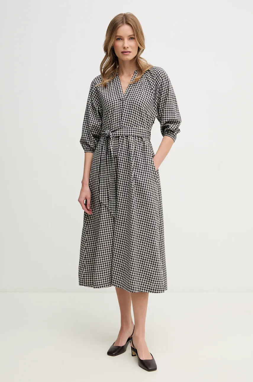 Barbour rochie Suri culoarea negru, midi, evazată, LDR0889NY99
