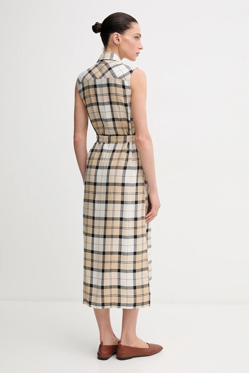 Платье с примесью шелка Barbour Agnes цвет бежевый midi расклешённое LDR0890SN51 Платье с примесью шелка Barbour Agnes цвет бежевый midi расклешённое LDR0890SN51