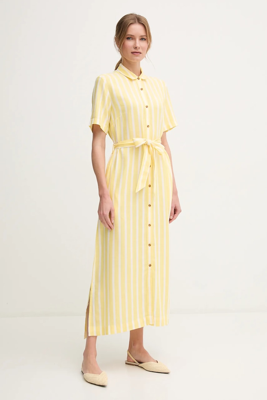 Barbour rochie Adelaide culoarea galben, maxi, drept, LDR0909YE32 Barbour rochie Adelaide culoarea galben, maxi, drept, LDR0909YE32