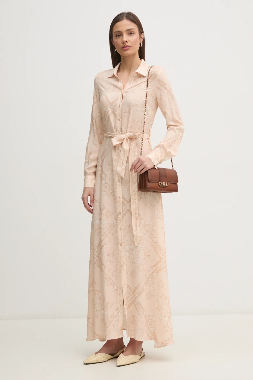 Gaudi rochie culoarea bej, maxi, evazată, 511BD15006