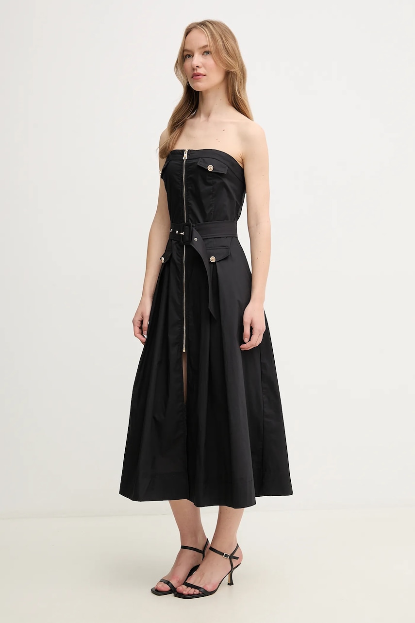 Gaudi rochie din bumbac culoarea negru, midi, evazati, 511FD15017 Gaudi rochie din bumbac culoarea negru, midi, evazati, 511FD15017