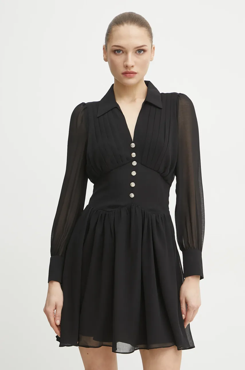 Morgan rochie ROPLIS culoarea negru, mini, evazată, ROPLIS