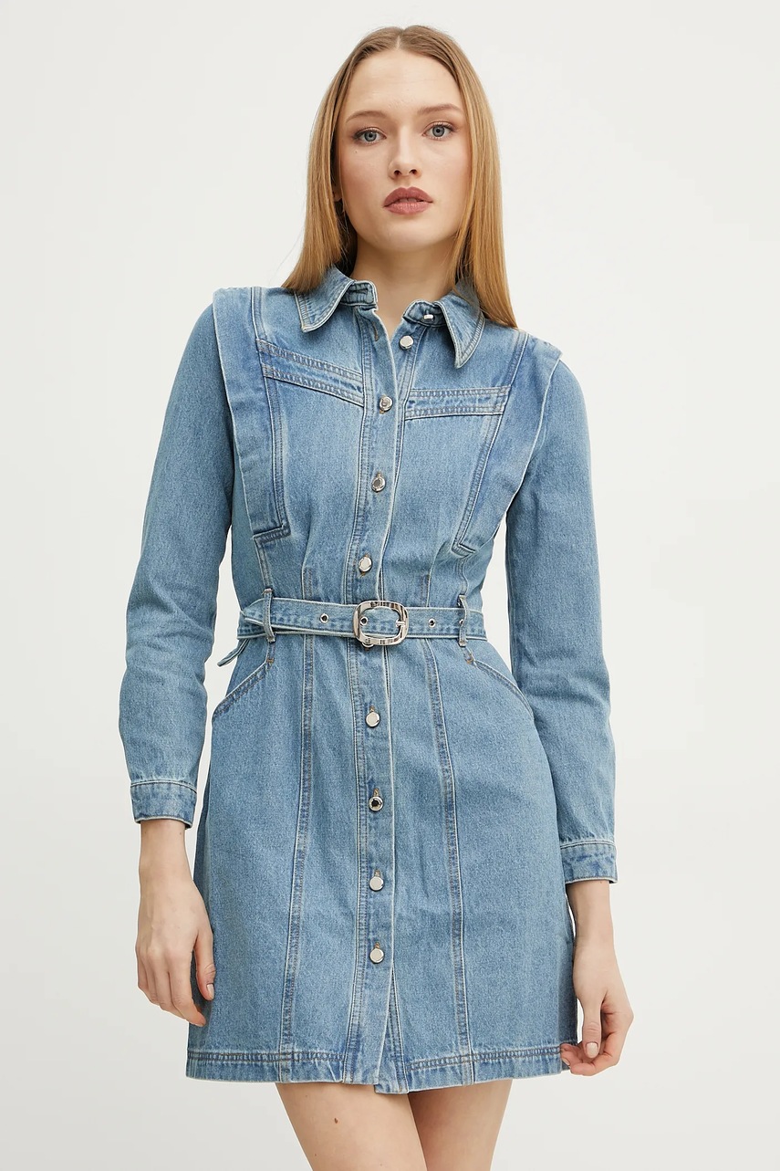 Morgan rochie din denim RICOLI mini, dreaptă, RICOLI