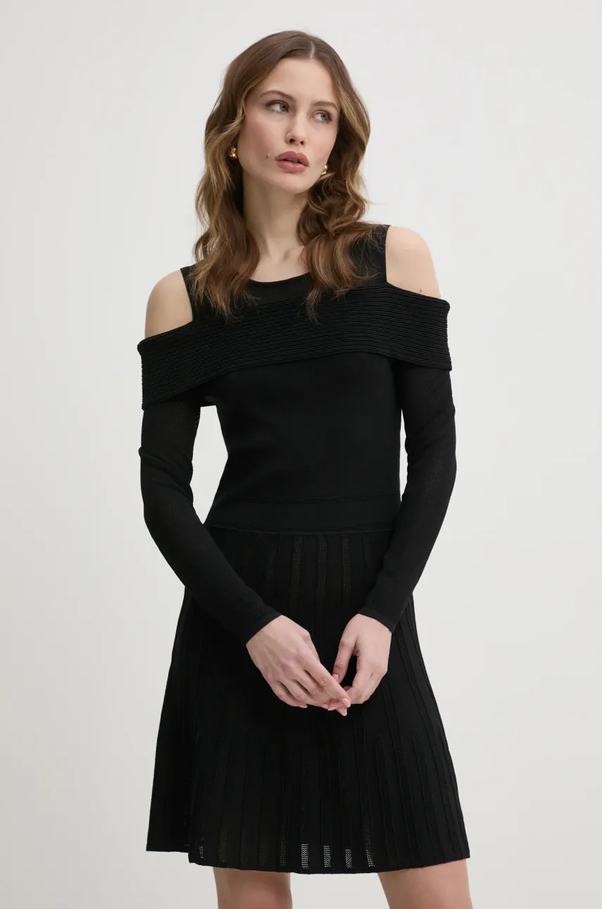 Morgan rochie RMJUIN culoarea negru, mini, evazată, RMJUIN