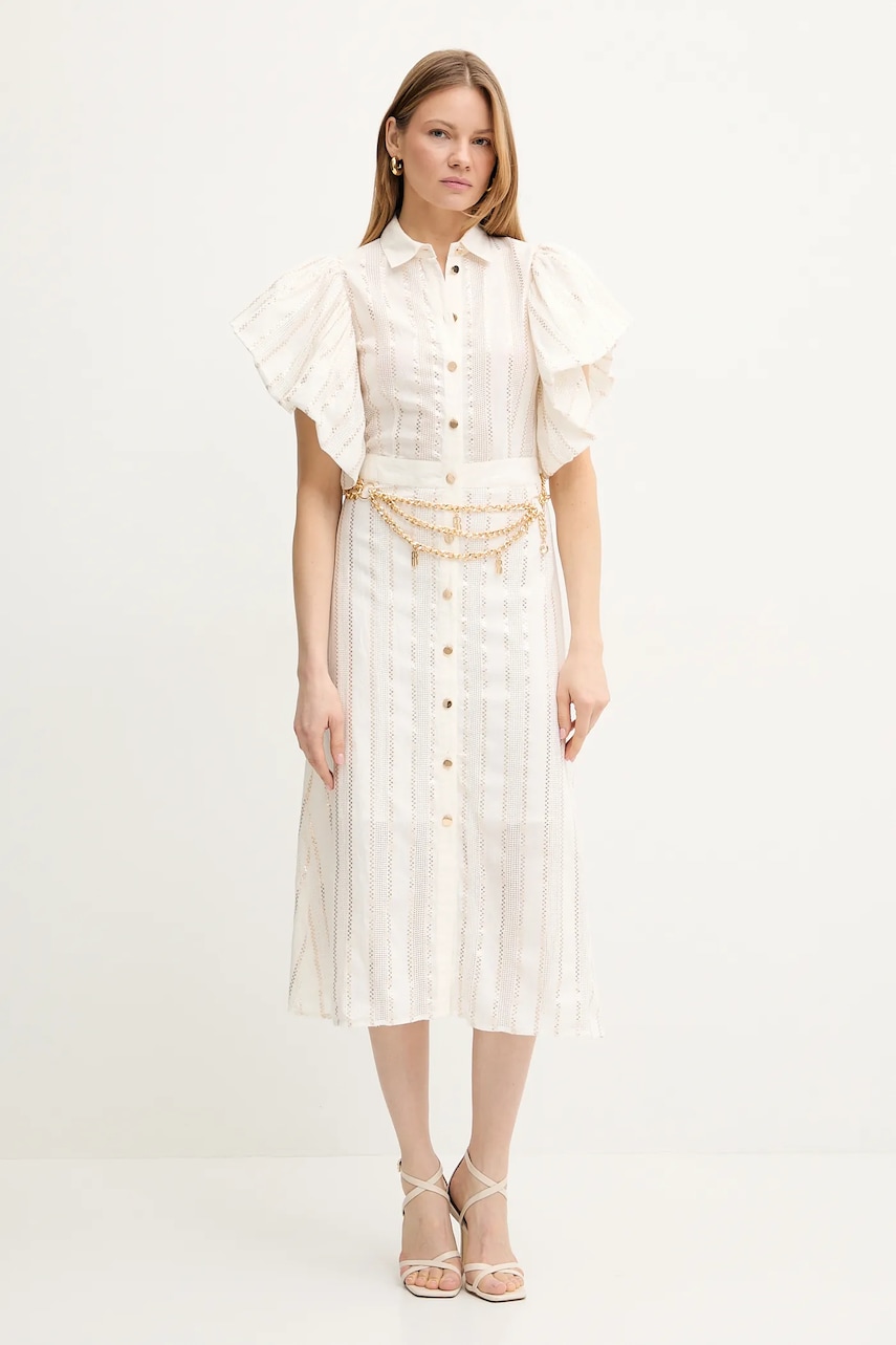 Fracomina rochie culoarea bej, mini, evazată, FS25SD3003W403Q7