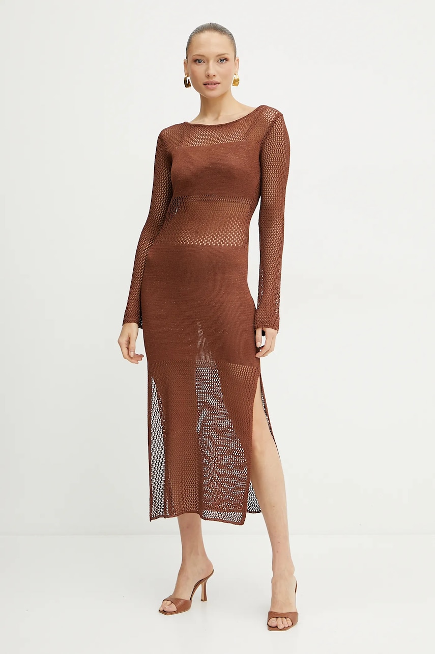 Fracomina rochie culoarea maro, maxi, mulată, FS25SD5004K514O7