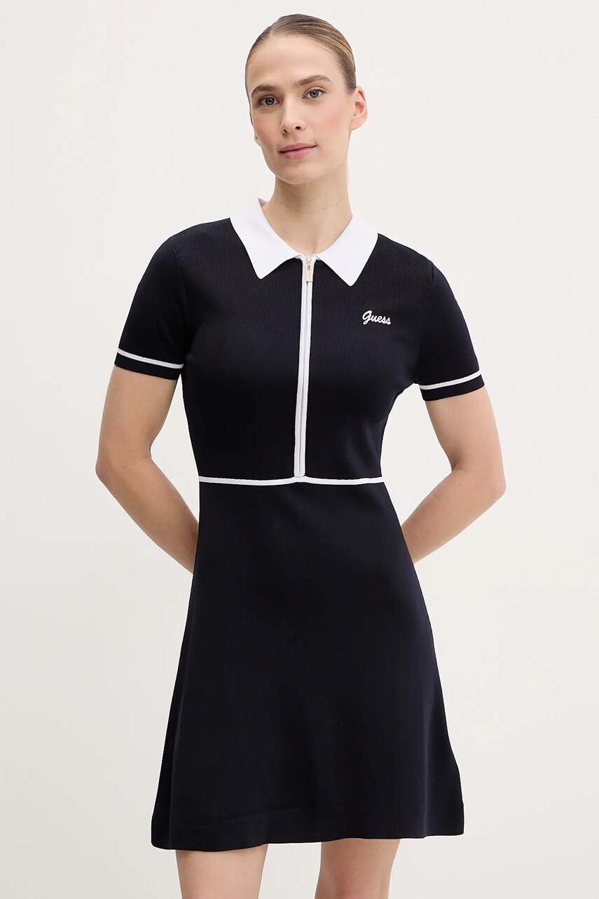 Levně Šaty Guess tmavomodrá barva, mini, V5GK00 Z3D60