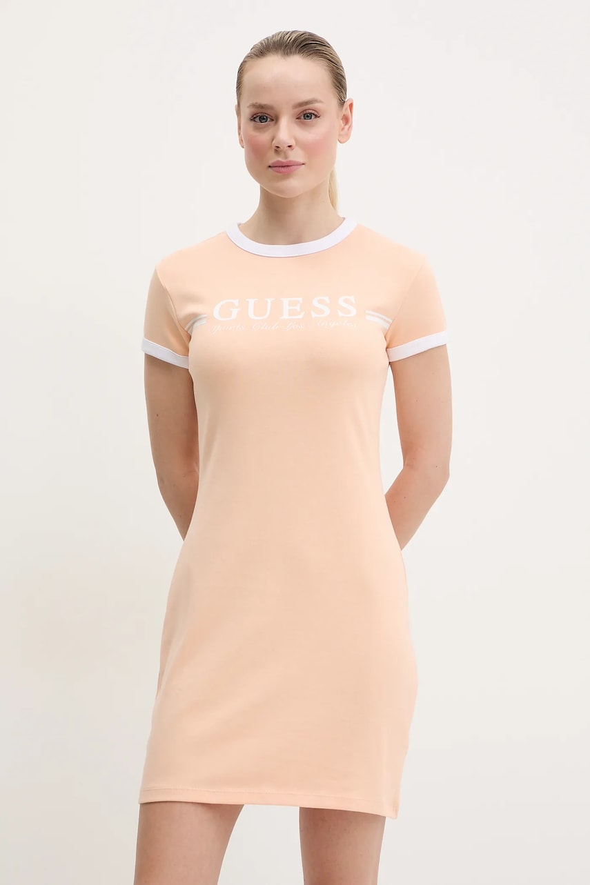 Levně Šaty Guess oranžová barva, mini, V5GK02 KCQX1