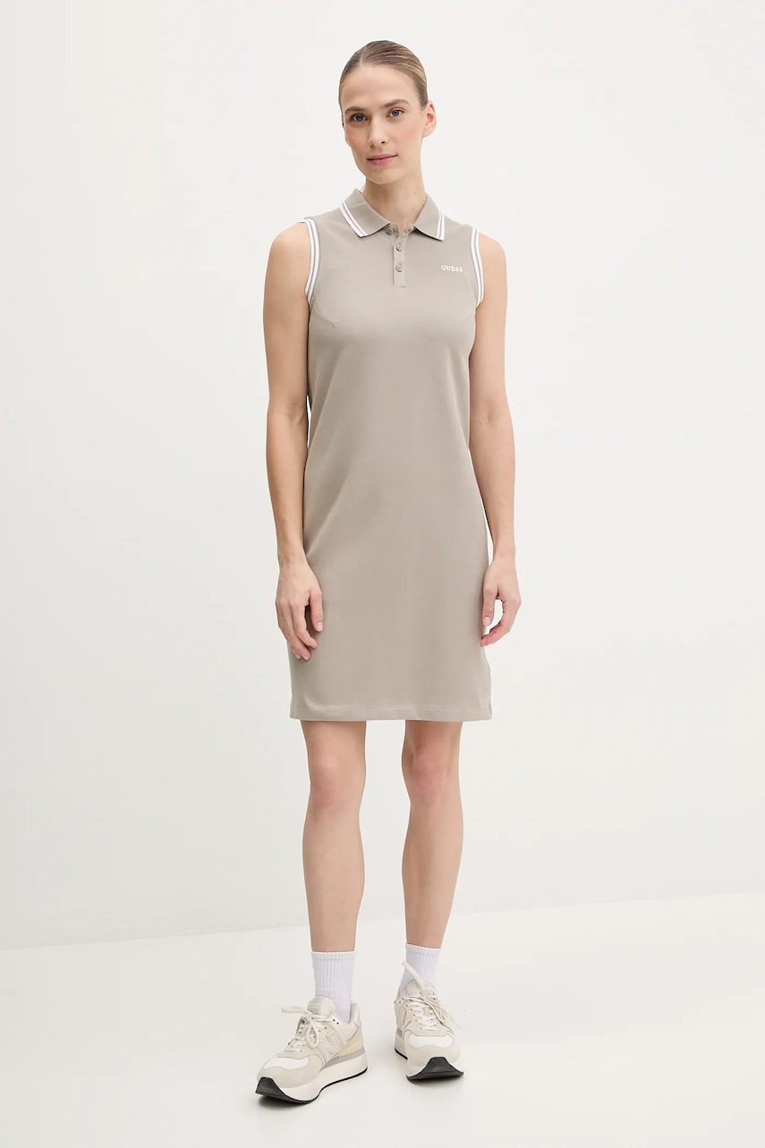 Платье Guess AMARYLLIS цвет бежевый mini расклешённое V5GK04 KCOK1 Платье Guess AMARYLLIS цвет бежевый mini расклешённое V5GK04 KCOK1