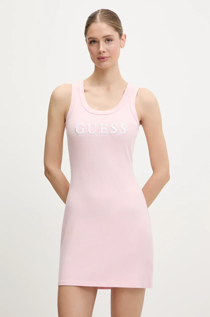 Levně Šaty Guess SUNFLOWER růžová barva, mini, přiléhavé, V5GK06 K8RT2