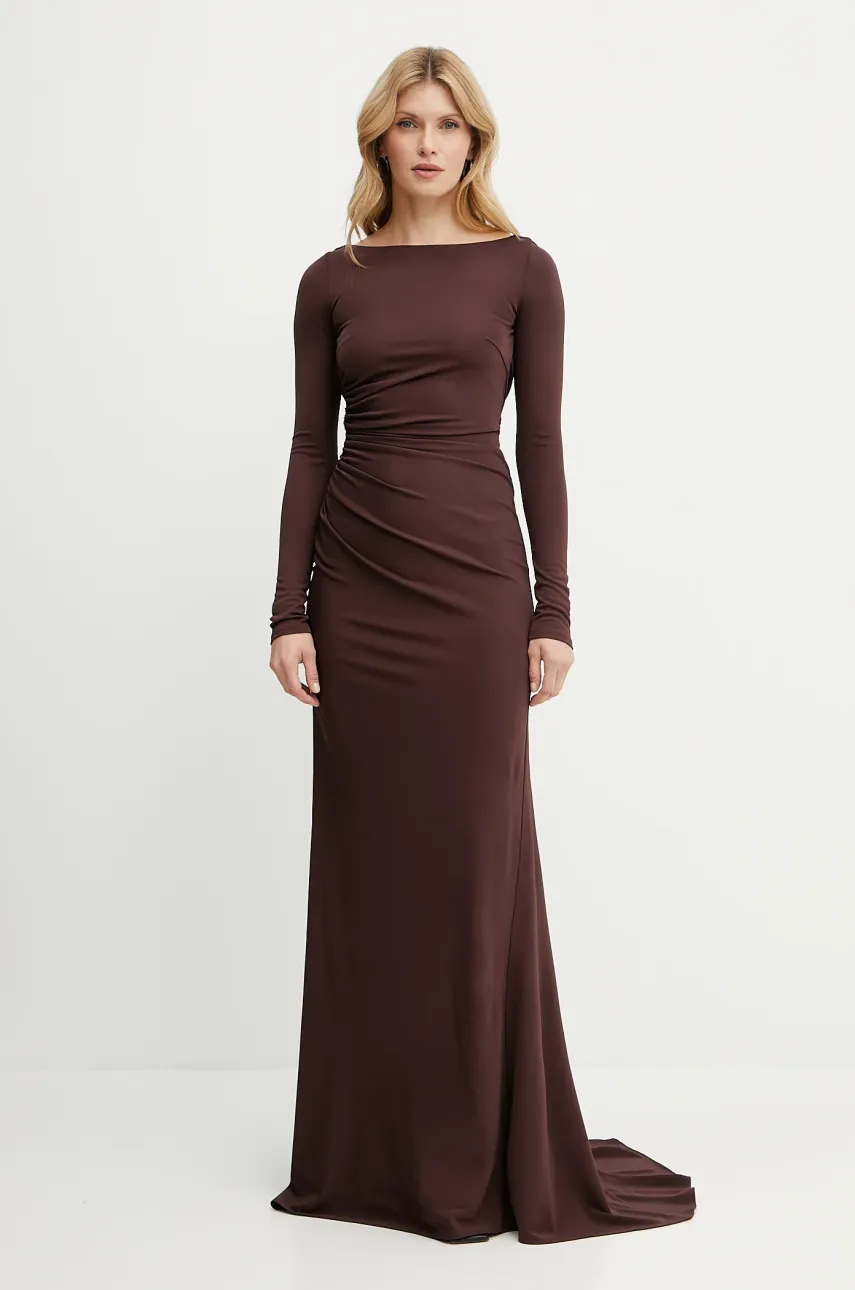 Šaty Elisabetta Franchi hnědá barva, maxi, ABR1852E2