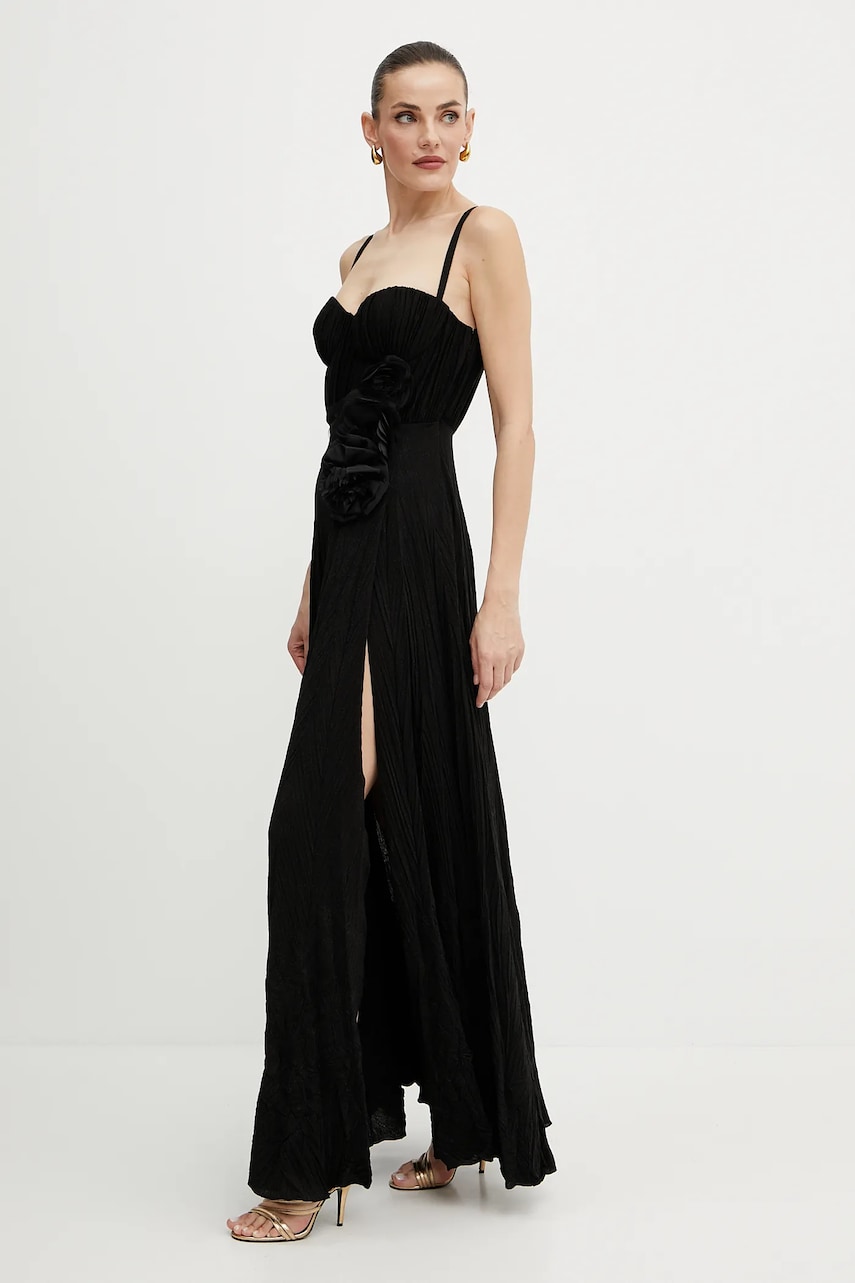 Сукня Elisabetta Franchi колір чорний maxi розкльошена ABR2252E2