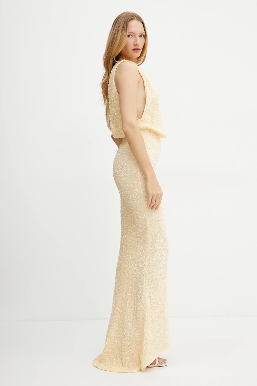 Платье из велюра Elisabetta Franchi цвет жёлтый maxi облегающее ABR5252E2 Платье из велюра Elisabetta Franchi цвет жёлтый maxi облегающее ABR5252E2