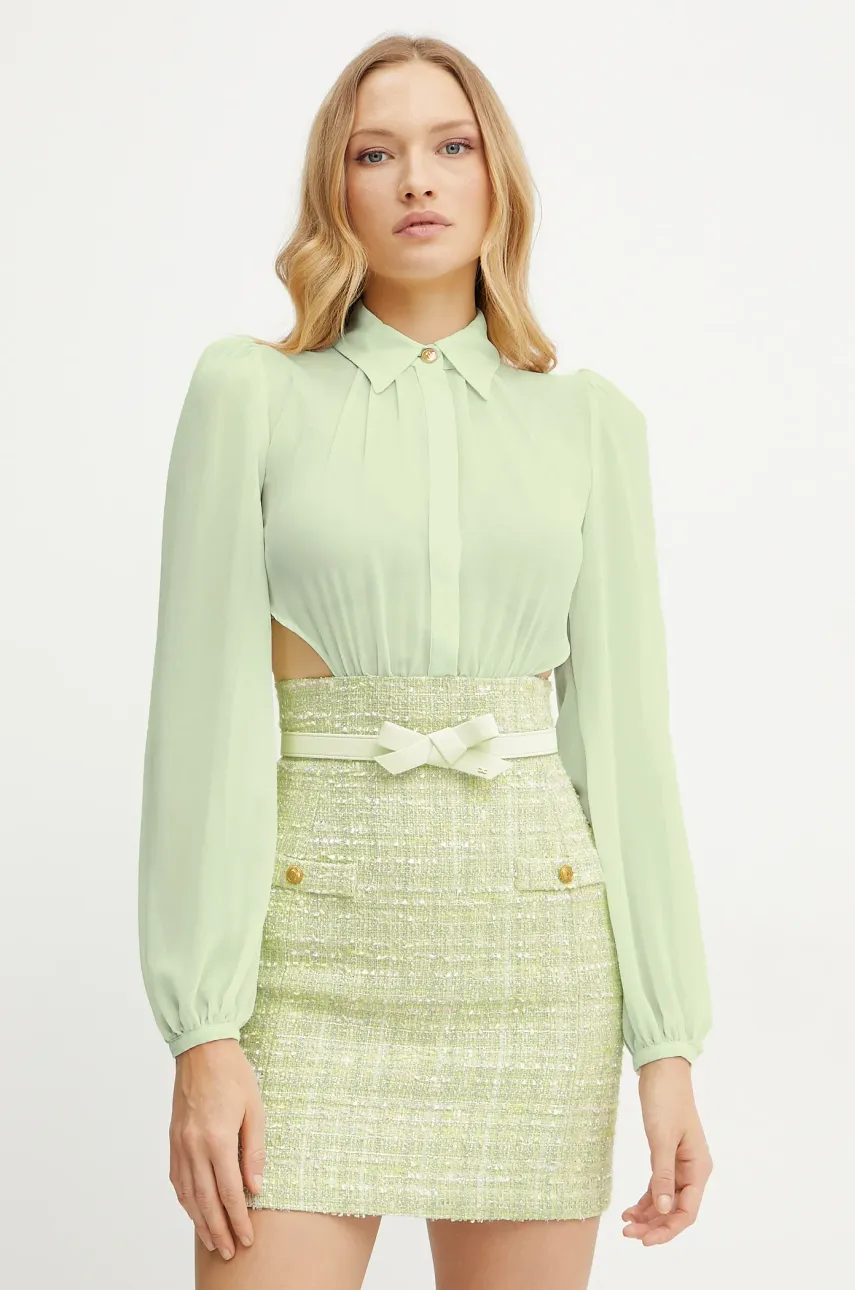 Elisabetta Franchi rochie culoarea turcoaz, mini, mulată, AB69752E2