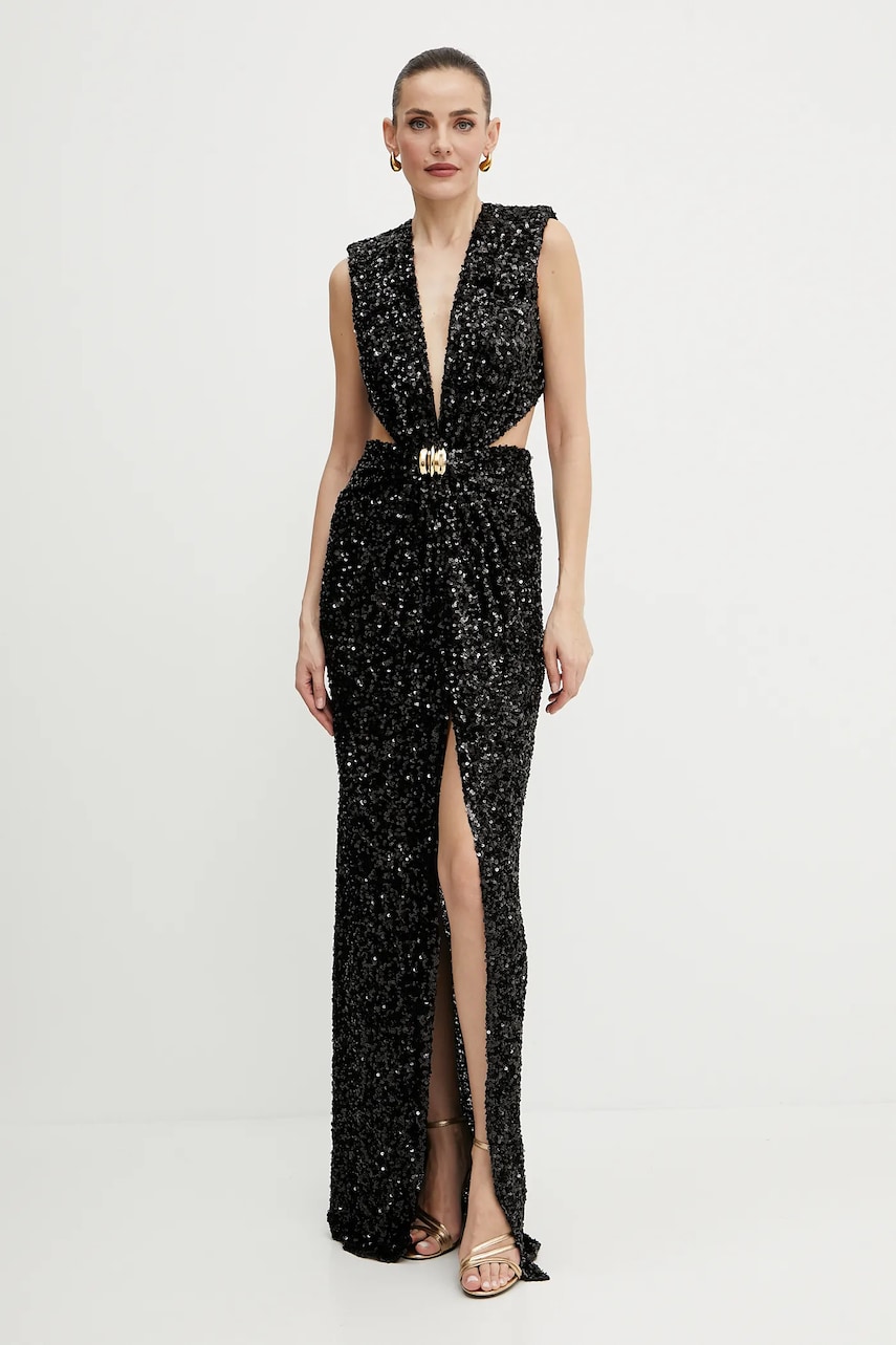 Šaty Elisabetta Franchi černá barva, maxi, přiléhavé, ABR4852E2