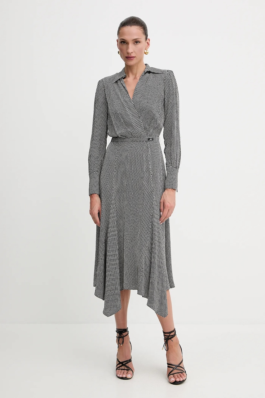Elisabetta Franchi rochie culoarea negru, midi, evazată, AB86552E2