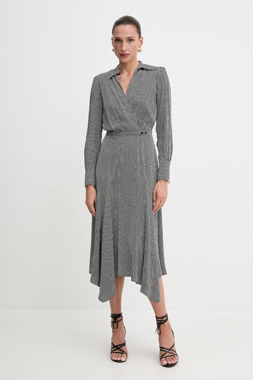 Elisabetta Franchi rochie culoarea negru, midi, evazată, AB86552E2