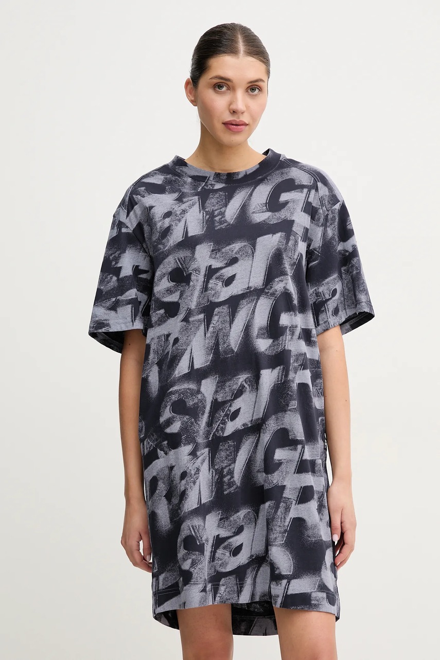 G-Star rochie din bumbac culoarea bleumarin, mini, oversize, D26082-D611