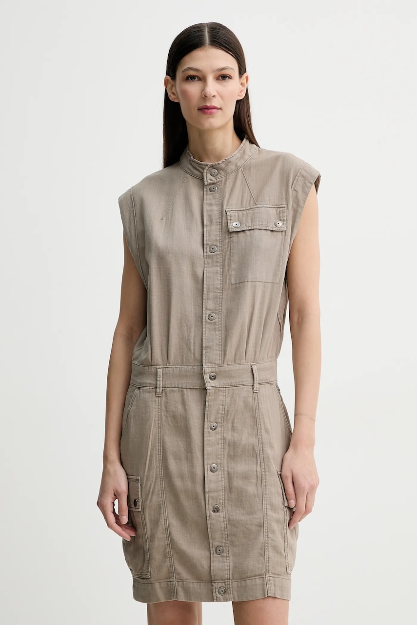 G-Star rochie culoarea bej, mini, evazată, D26026-D454