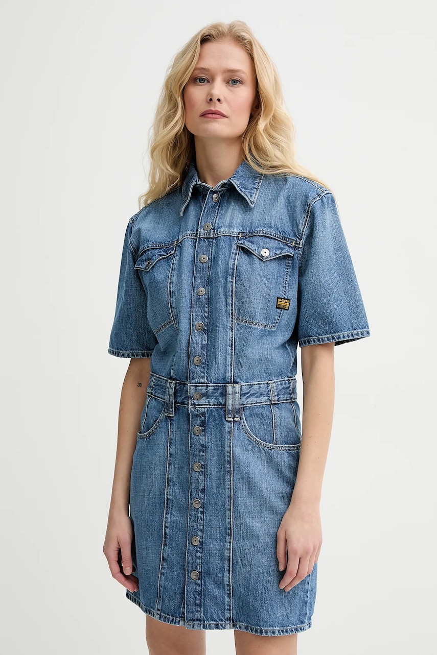 G-Star rochie din denim mini, dreaptă, D26179-D301