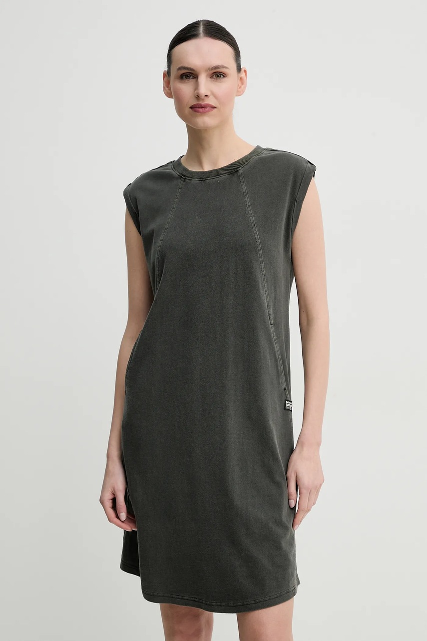 G-Star rochie din bumbac culoarea gri, mini, dreaptă, D26081-C756