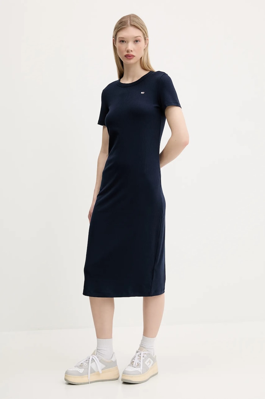 Платье Tommy Jeans цвет синий midi расклешённое DW0DW19721 Платье Tommy Jeans цвет синий midi расклешённое DW0DW19721