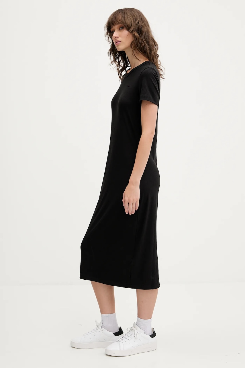 Платье Tommy Jeans цвет чёрный midi расклешённое DW0DW19721 Платье Tommy Jeans цвет чёрный midi расклешённое DW0DW19721