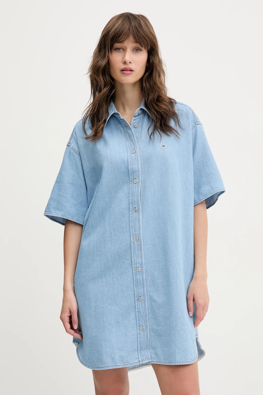 Tommy Jeans rochie din denim mini, oversize, DW0DW20112 Tommy Jeans rochie din denim mini, oversize, DW0DW20112